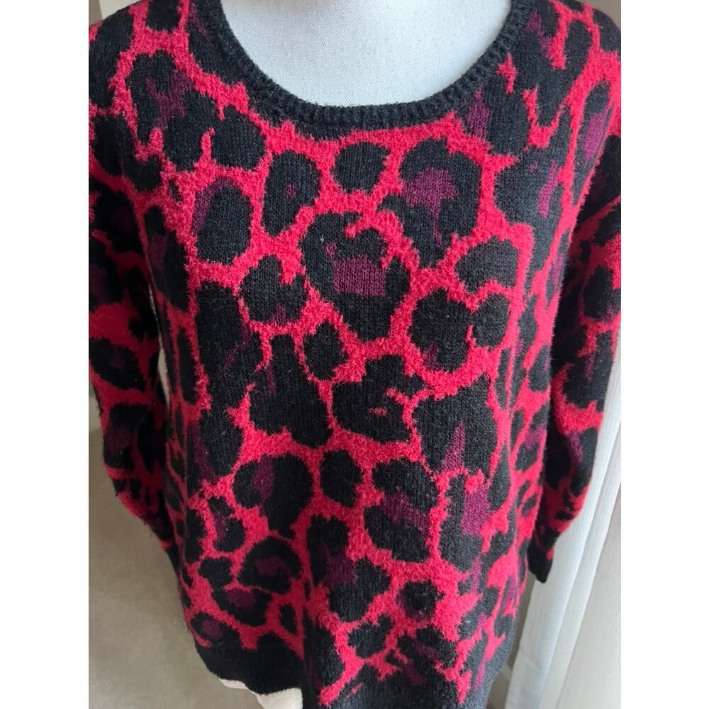 Apt. 9 Leopard Print Red & Black Pullover Sweater… - image 2